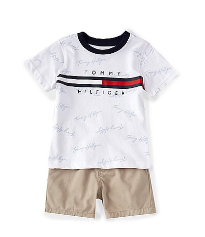 Tommy Hilfiger Baby Boys 12-24 Months Short Sleeve Roller Print Tee & Solid Shorts Set