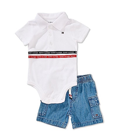 Tommy Hilfiger Baby Boys 3-6 Months Short Sleeve Knit Bodysuit & Woven Shorts Set
