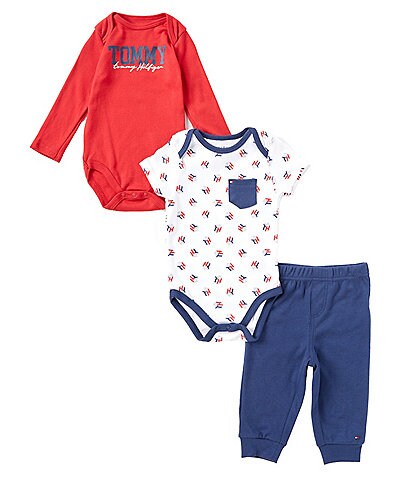 Tommy Hilfiger Baby Boys Newborn-9 Months Americana Bodysuit & Pant Three-Pack Three Piece Set