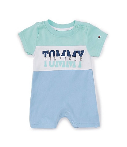 Tommy Hilfiger Baby Boys Newborn-9 Months Short Sleeve Color Block Logo Coverall