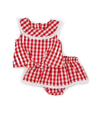 Tommy Hilfiger Baby Girls 12-24 Months Sleeveless Gingham-Checked Tank Top & Skirted Bloomers Set