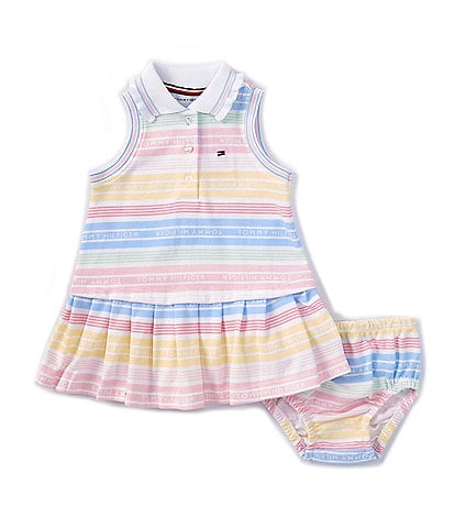 Tommy Hilfiger Baby Girls 12-24 Months Sleeveless Striped Pique Knit Drop-Waist Dress