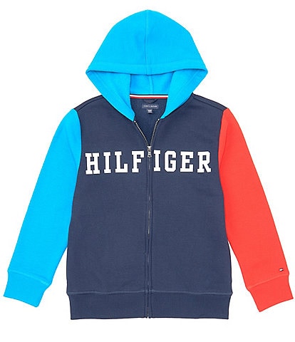 Tommy Hilfiger Big Boys 8-20 Long-Sleeve Color Block Logo Fleece Hoodie Jacket