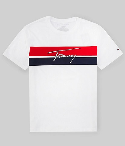 Tommy Hilfiger Big Boys 8-20 Scripted-Logo Chest-Stripe T-Shirt