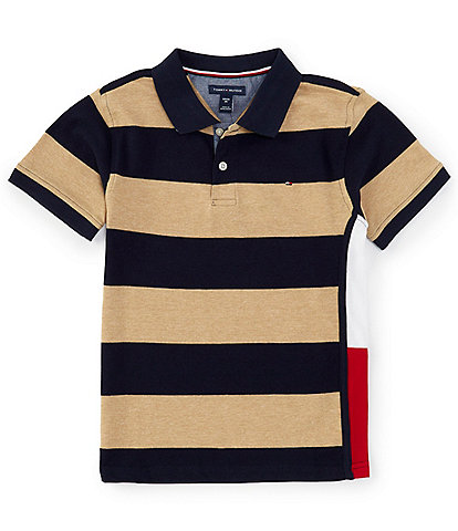 Tommy Hilfiger Big Boys 8-20 Short-Sleeve Americana Bold-Striped Flag-Side-Panel Pique Polo Shirt