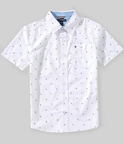 Tommy Hilfiger Big Boys 8-20 Short-Sleeve Flag Printed Woven Shirt