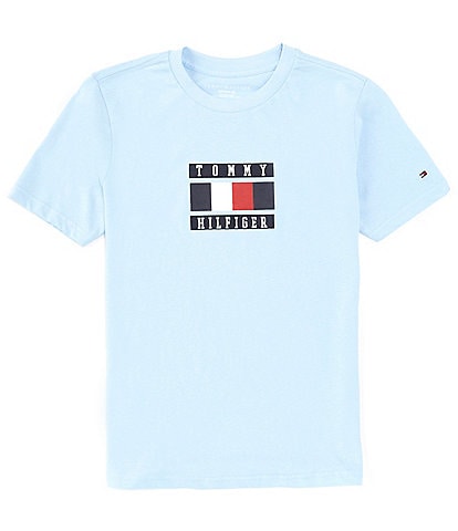 Tommy Hilfiger Big Boys 8-20 Short Sleeve Global Striped-Blocked Flag T-Shirt