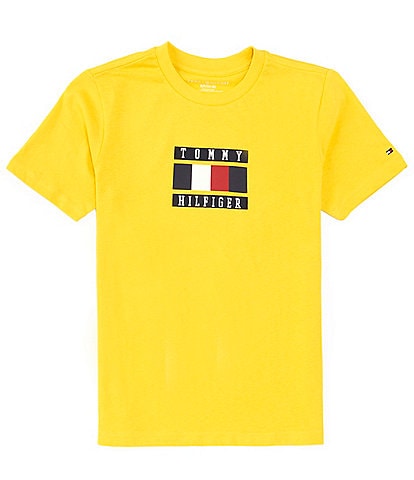 Tommy Hilfiger Big Boys 8-20 Short Sleeve Global Striped-Blocked Flag T-Shirt