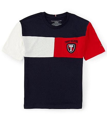 Tommy Hilfiger Big Boys 8-20 Short Sleeve Logo-Crest Colorblock T-Shirt