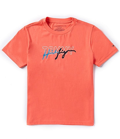 Tommy Hilfiger Big Boys 8-20 Short Sleeve Tangle Signature Logo T-Shirt