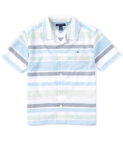 Tommy Hilfiger Big Boys 8-20 Short-Sleeve Yarn-Dyed Striped Camp Shirt