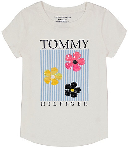 Tommy Hilfiger Big Girls 7-16 Daisy Flip-Sequin Short Sleeve Tee