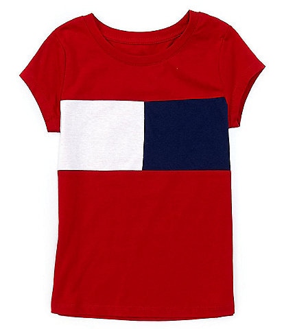 Tommy Hilfiger Big Girls 7-16 Short-Sleeve Pieced Flag Round Neck T-Shirt