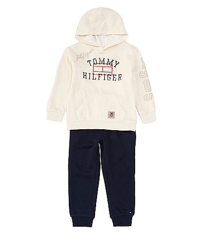 Tommy Hilfiger Little Boys 2T-4T Long Sleeve Logo Fleece Hoodie & Solid Jogger Pants Set