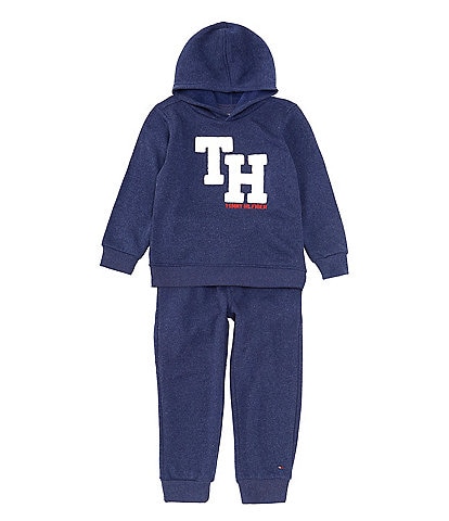 Tommy Hilfiger Little Boys 2T-4T Long Sleeve Monogram Fleece Hoodie & Fleece Jogger Pants Set