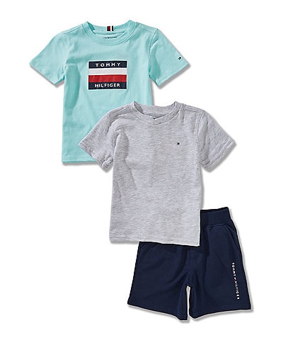 Tommy Hilfiger Little Boys 2T-4T Short Sleeve Graphic T-Shirt & Solid T-Shirt & Solid Shorts 3-Piece Set