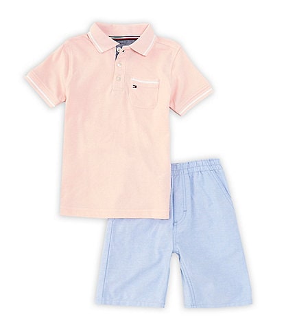 Tommy Hilfiger Little Boys 2T-4T Short-Sleeve Pique Polo Shirt & Solid Oxford Sueded Twill Shorts Set