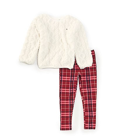 Tommy Hilfiger Little Girls 2T-6X Oversized Pullover Sweater & Plaid Legging 2-Piece Set