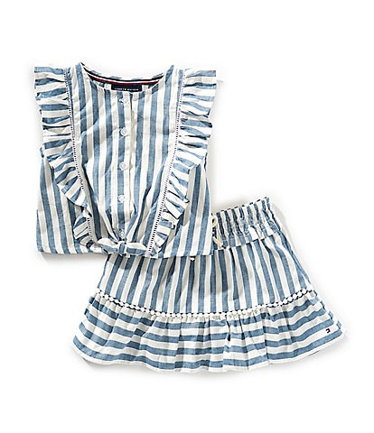 Tommy Hilfiger Little Girls 2T-6X Sleeveless Striped Tank Top & Matching Skirt Set