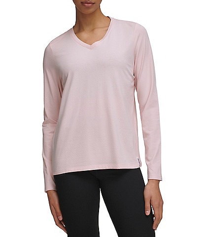 Tommy Hilfiger Sport Long Sleeve V-Neck Textured Pointelle Tee