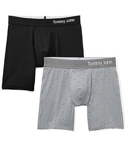 Tommy John Men's Cool Cotton 4-Inch Boxer Briefs in Black at