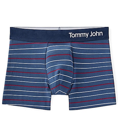 Tommy John Cool Cotton Americana Simple Striped 4#double; Inseam Solid Trunks