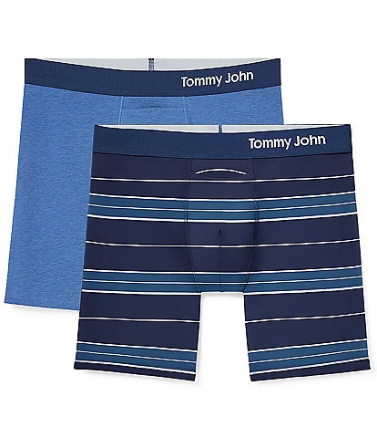 Tommy John Cool Cotton Striped And Solid 6" Inseam Boxer Briefs 2-Pack