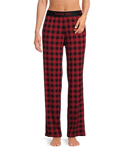 Tommy John Second Skin Checkered Print Knit Front Pocket Holiday Pajama Pant