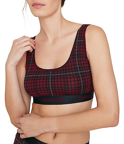 Tommy John Second Skin Logo Flannel Print Unlined Wire-Free Bralette