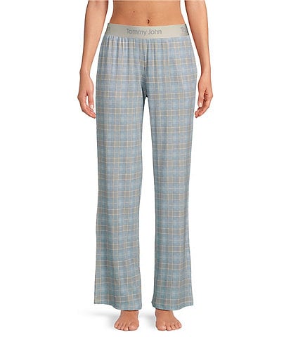 Tommy John Second Skin Plaid Print Knit Front Pocket Holiday Pajama Pant