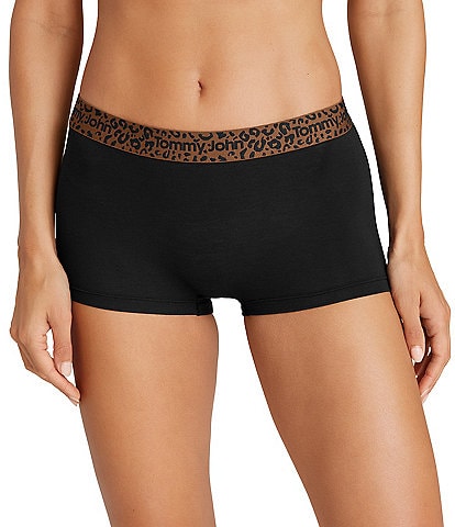 Tommy John Second Skin Solid With Leopard Print Boyshort Panty