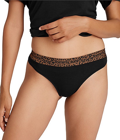 Tommy John Second Skin Solid With Leopard Print Thong