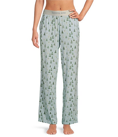 Tommy John Second Skin Tree Print Knit Front Pocket Holiday Pajama Pant