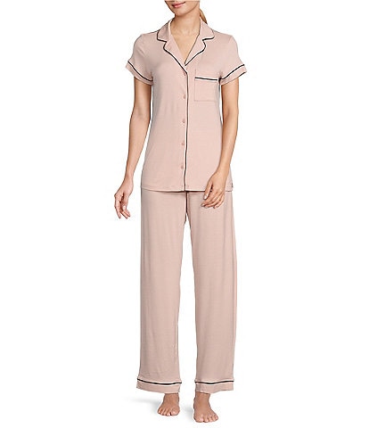 Tommy John Short Sleeve Notch Collar Button Front Pajama Set