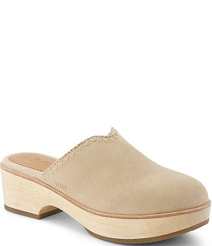 TOMS Addison Suede Real Wood Clogs