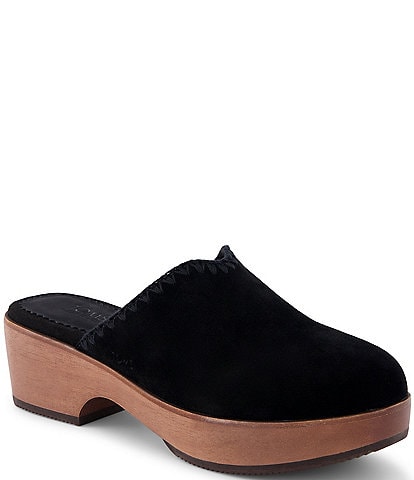 TOMS Addison Suede Real Wood Clogs