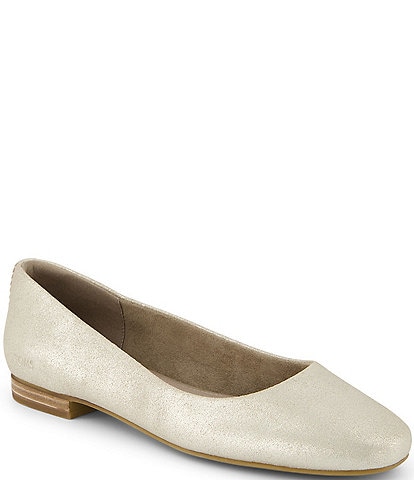 TOMS Briella Metallic Suede Ballet Flats