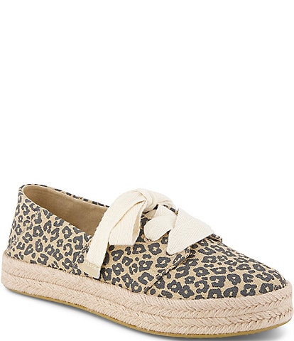TOMS Carolina Leopard Print Espadrille Lace Up Sneakers