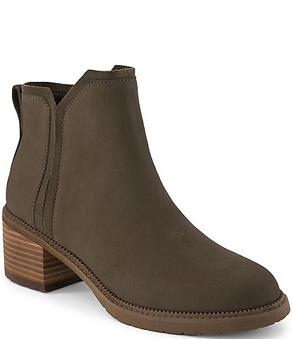 TOMS Hailey Water Resistant Nubuck Suede Block Heel Booties