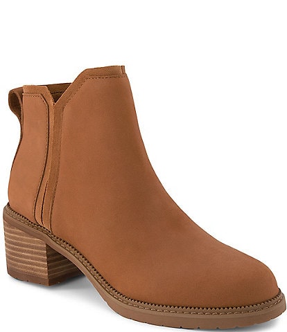 TOMS Hailey Water Resistant Nubuck Suede Block Heel Booties