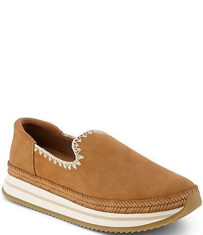 TOMS Jocely Suede Deco Stitch Slip On Espadrille Sneakers