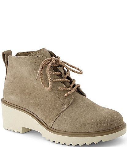 TOMS Maude Lace Up Suede Wedge Ankle Booties