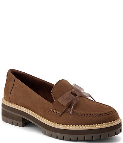 TOMS Women's Cara Bow Leather Lugged Loafers