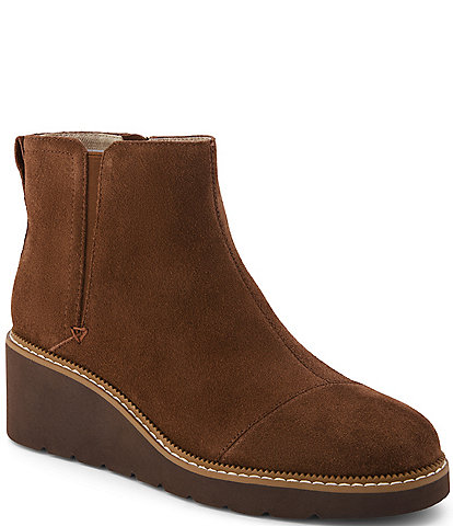 TOMS Women's Mina Suede Wedge Ankle Booties