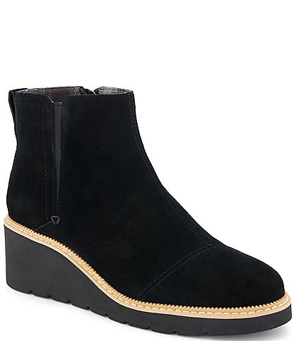 TOMS Women's Mina Suede Wedge Ankle Booties