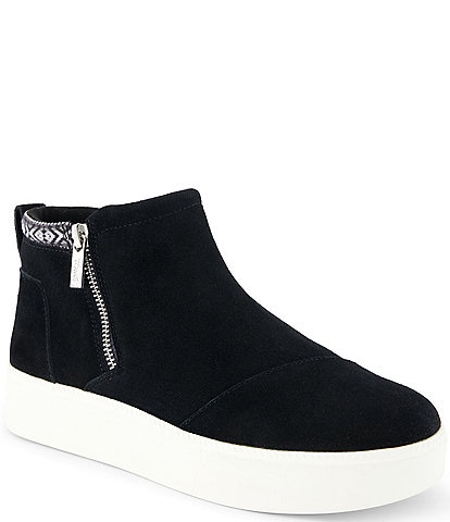 TOMS Women's Percy Suede Side Zip Platform Sneaker Booties