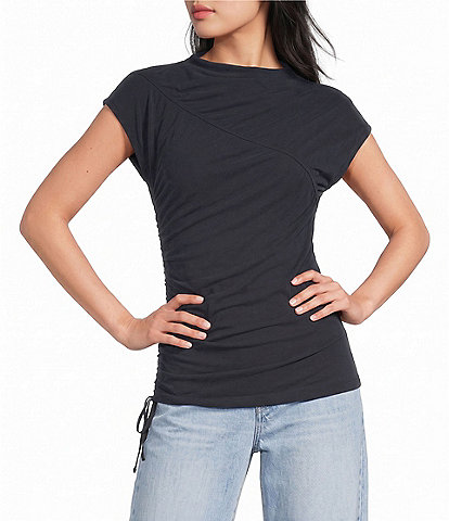 TOPSHOP Cupro Ruched Asymmetric Top