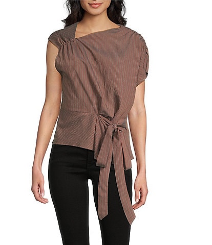 TOPSHOP Drape Neck Short Sleeve Top