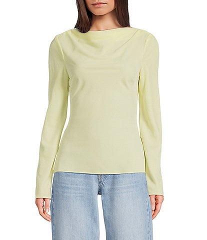 TOPSHOP Velvet Long Sleeve Drape Top