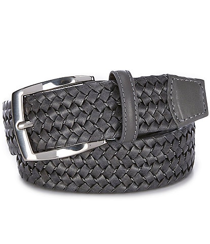 Torino Leather Company Braided Italian Leather Woven 1 3/8#double; Stretch Belt